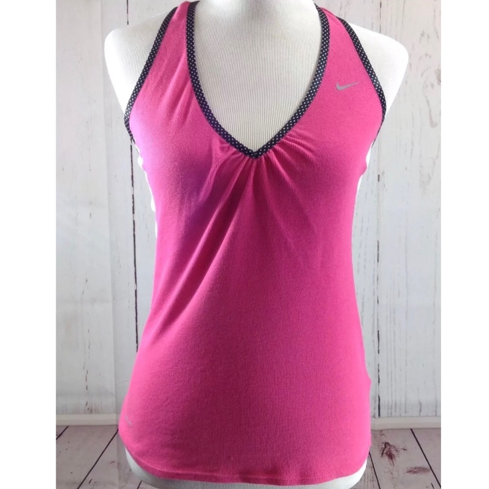 Nike Pink Black White Polka Dot Racer Back Tank